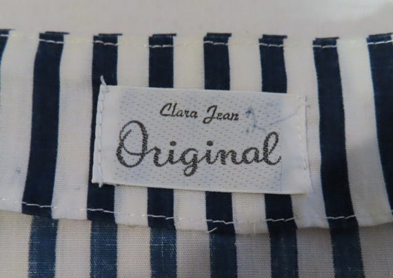 1970s Striped Dress Blue White Diagonal Vertical … - image 8