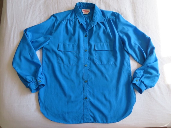 CLEARANCE SALE 1980s Electric Blue Shirt Button D… - image 8