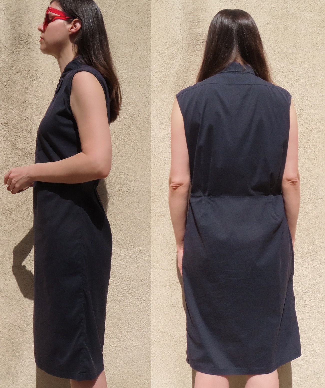 1990s Jil Sander Dress Minimalist Navy Blue Sleeveless 1990s Jil Sander Dress Minimalist Navy Blue Sleeveless