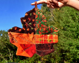 Zestaw obiadowy Maple Leaf/ Wzór i instrukcje krok po kroku/ Stwórz patchworkowe liście klonu/ Podkładki pod garnki/ Podkładki/ Połączony bieżnik na stół