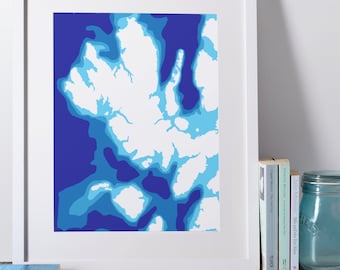 Isla de Skye - mapa batimétrico cortado - Unframed - hecho a medida - único
