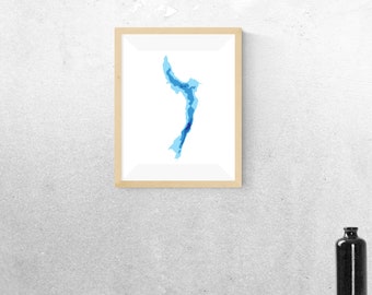Loch Doon - Escocia - mapa batimétrico de corte - Unframed - hecho a medida - único