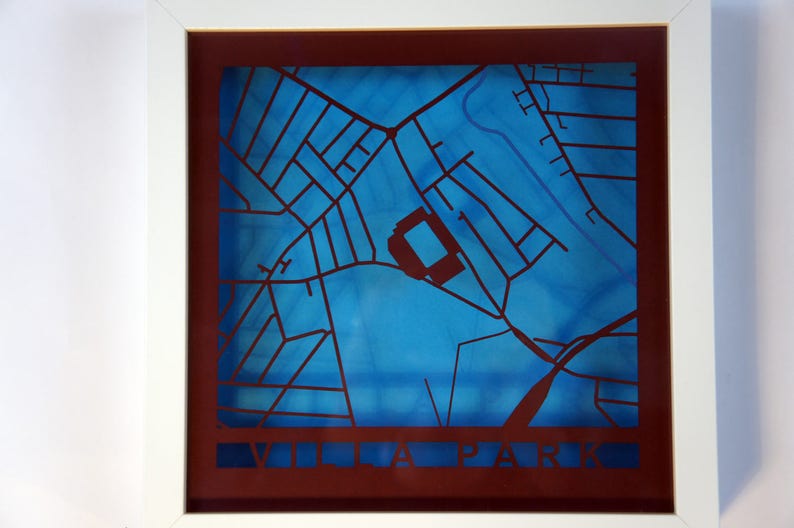 Aston Villa Villa Park Laser cut map Shadow Frame | Etsy