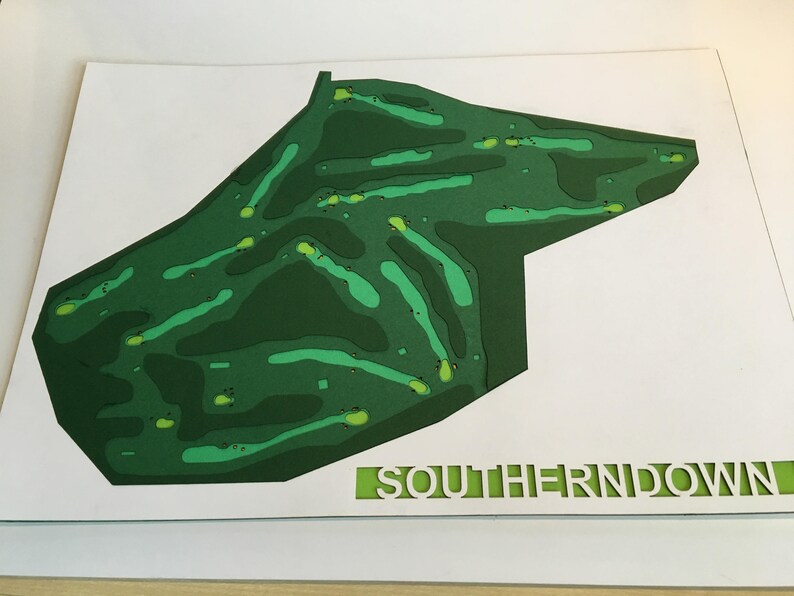 Custom Golf Course Map Laser Cut Unique Your Golf Course Bespoke Custom