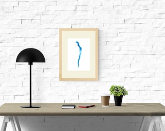 Lago Windermere - Distrito de los Lagos - mapa batimétrico cortado - Unframed - hecho a medida - único