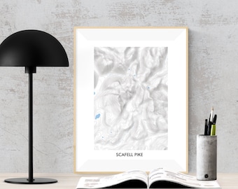 Scafell Pike - Mapa topológico, Inglaterra, Sin marco
