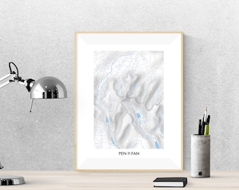 Pen-y-Fan - Mapa topológico, Gales, Sin marco