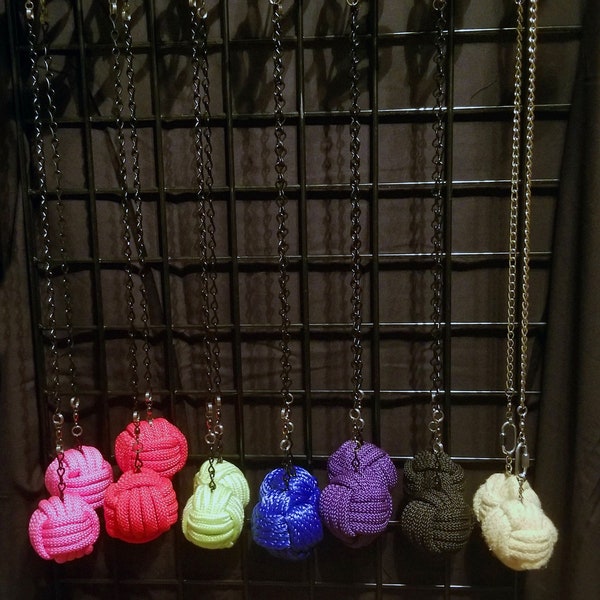 Monkey Fist Impact Poi - Glow in the Dark and More Color Choices, Leather Loop Handles, Sold Individually