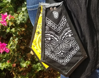 Leather Pocketless Flagging - Handkerchief Flagging Embedded in Leather with Cash/Card Holder