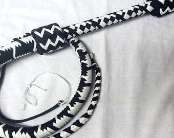 Nylon Bullwhips, Custom Split Pattern, 16 Zopf, 14 Farboptionen, Stahlgriff, BB Kern, Vegan Option