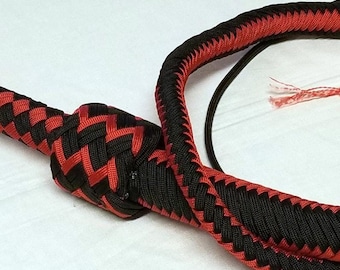 Nylon Bullwhips, Benutzerdefiniertes Harlekinmuster, 16 Zöpfe, 14 Farboptionen, Stahlgriff, BB Kern, Vegan Option