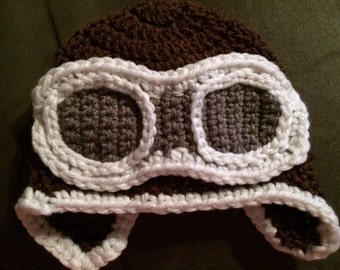 Crochet Aviator Hat, Baby Pilot Costume