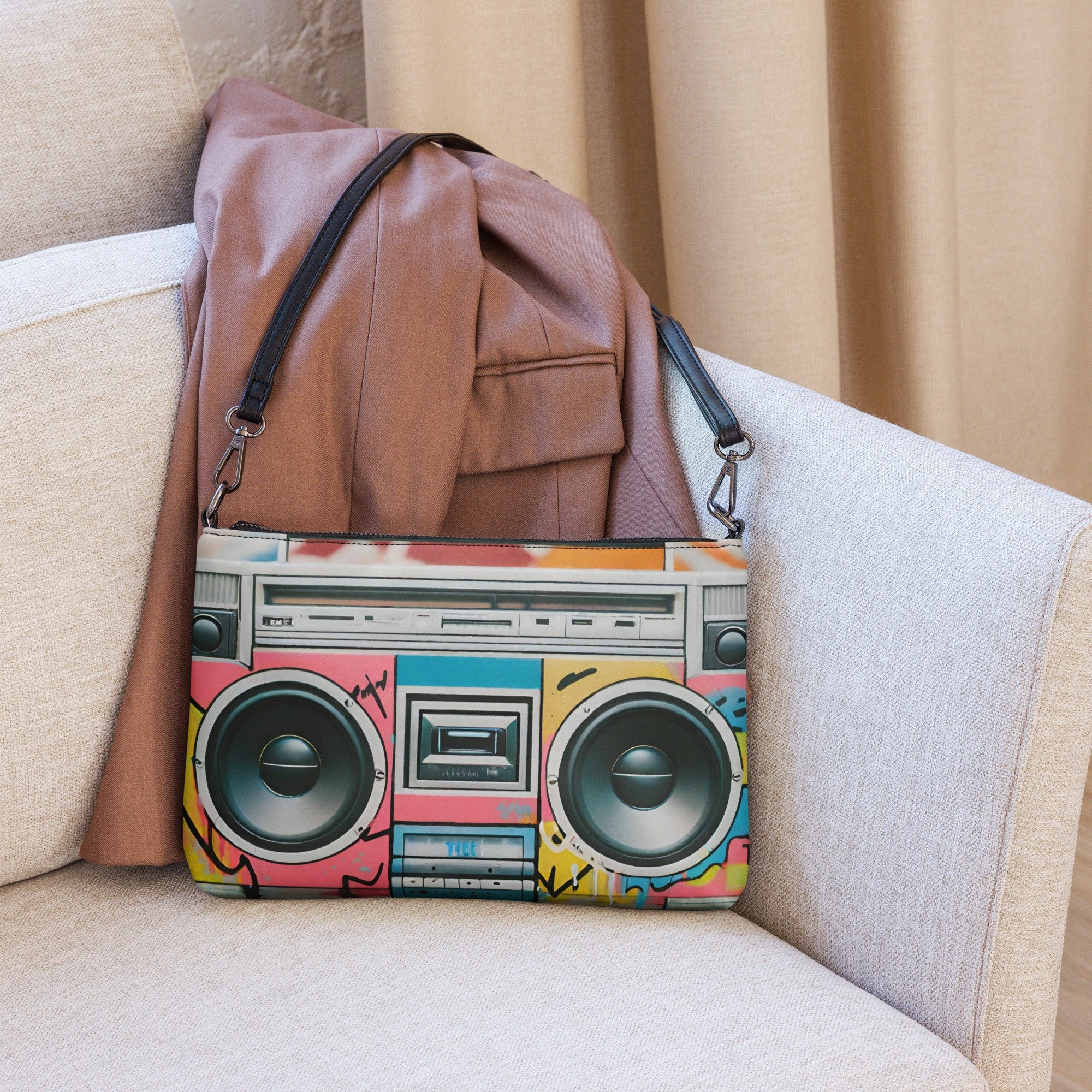 クラッシックミュージックバッグ Boombox Crossbody Bag- Retro Vibes, Modern Style - 80's/90's Music