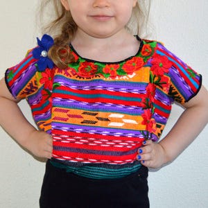 Guatemalteekse huipil voor meisje, huipil peutermeisje, klein meisje Guatemalteekse huipil, Maya-blouse meisje, kleine huipil voor meisje, vintage huipil