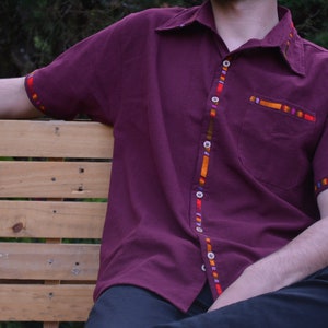 Men&#39;s short Sleeve button down shirt Guatemalan shirt Handmade shirt Men’s Summer T-Shirt Cotton Shirt Beach Top Tribal shirt