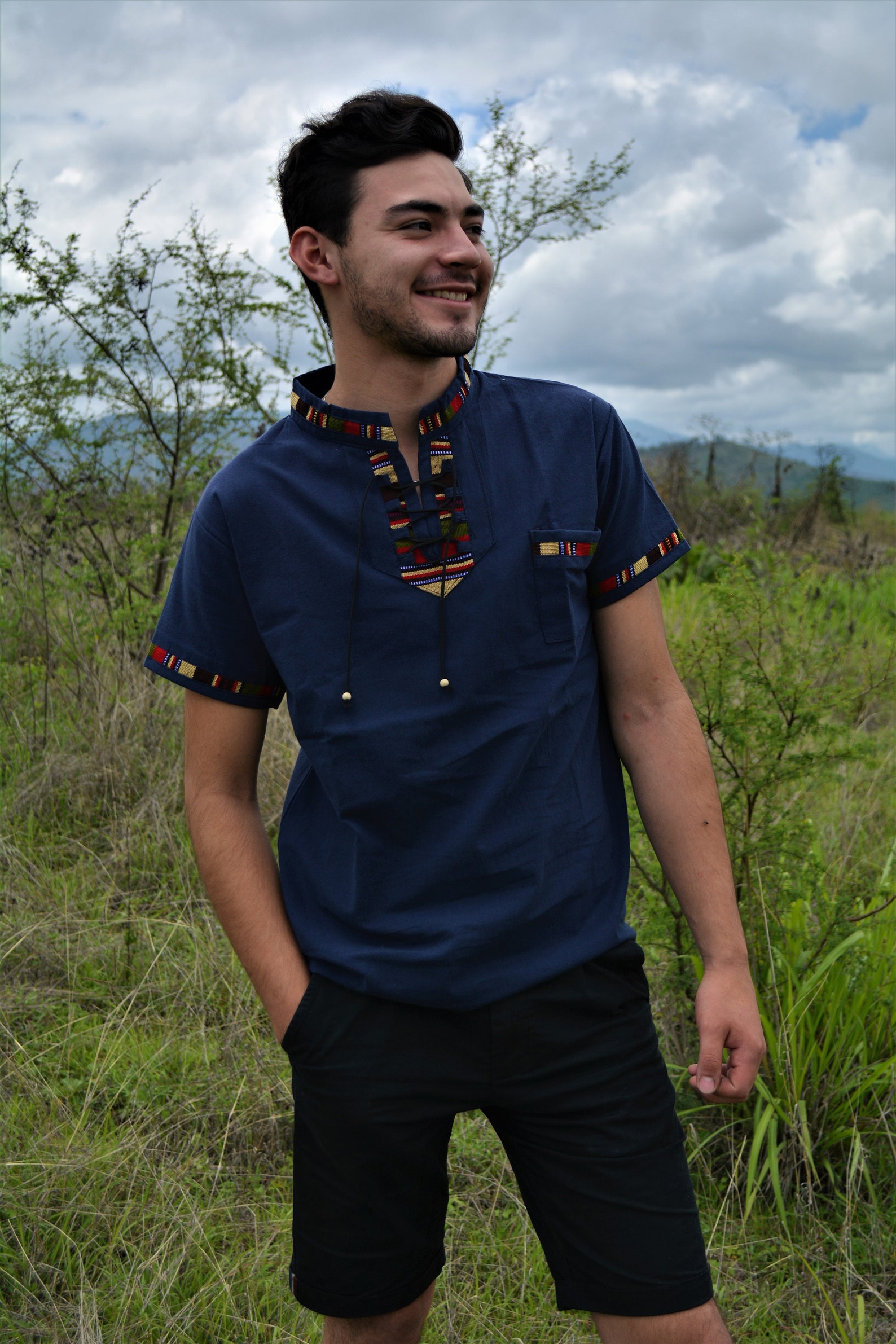 Traditional Guatemalan Shirt Handmade Shirt Mens Summer T-shirt Cotton