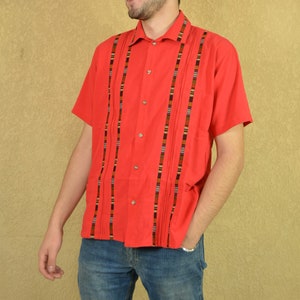 Men&#39;s shirt Men&#39;s half sleeve shirt Casual loose cotton guayabera for men  Unisex shirt Guatemalan shirt Summer men shirt