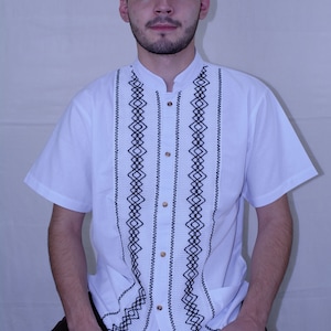 2XL Summer shirt Men&#39;s Mexican shirt Guayabera Men&#39;s Traditional shirt White Fiesta Wedding Mexican shirt  Button down shirt - BLUE COLOR