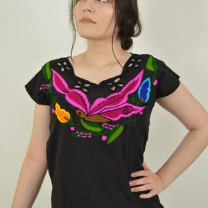 Guatemalan Floral Blouse Embroidered Huipil Hippie-Boho Artisanal Blouse Guatemalan Floral Top Colorful Top from Guatemala, ONE SIZE ONLY