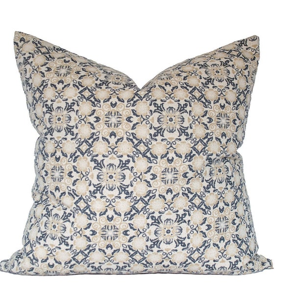 Blue Tan Pillow Etsy