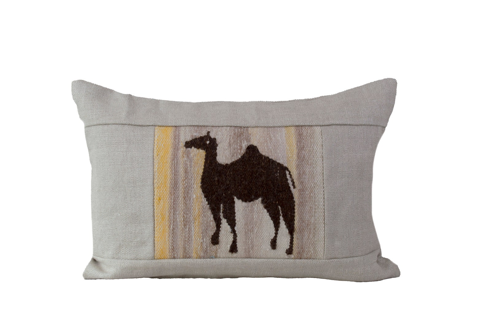 Vintage Camel Pillow Cover / Linen and Wool Throw Pillow / Etsy