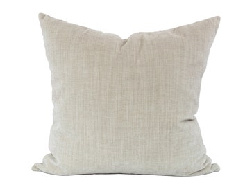 Gray Beige Washed Velvet Pillow Cover / Greige Throw Pillow / Neutral Modern Farmhouse Pillow Case / EMILY