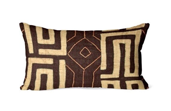 Espresso Kuba Cloth Style Pillow Cover 12x20 Lumbar Pillow Etsy