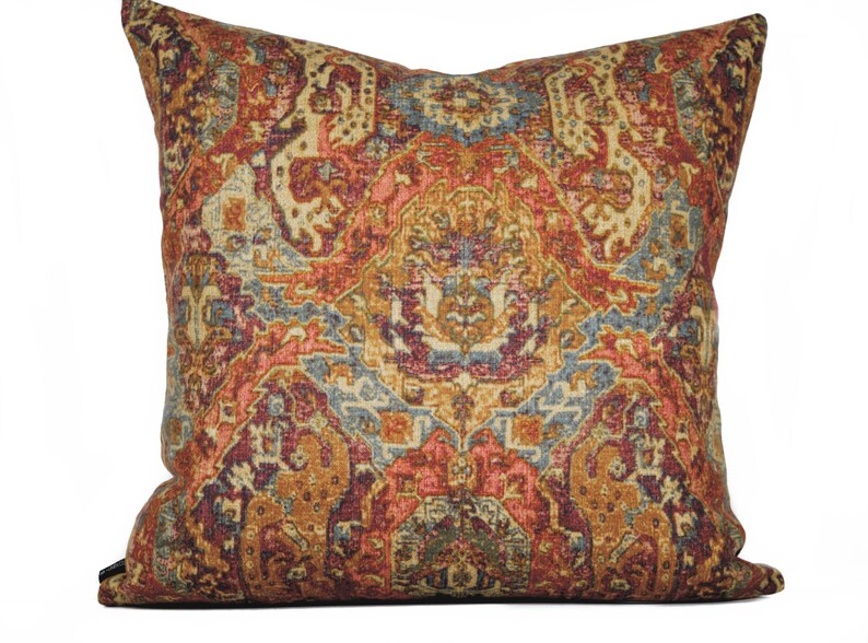 Terracotta Linen Pillow Cover / Persian Style Throw Pillow / Etsy