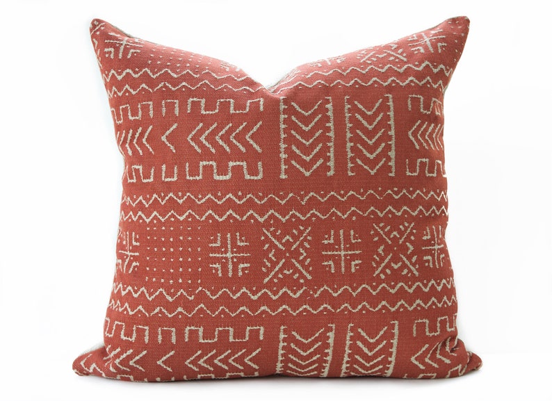 Rust Mudcloth Pillow Cover / Mud Cloth Style Throw Pillow / Etsy