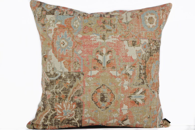 Light Rust Pillow Cover / Kilim Style Throw Pillow image 1