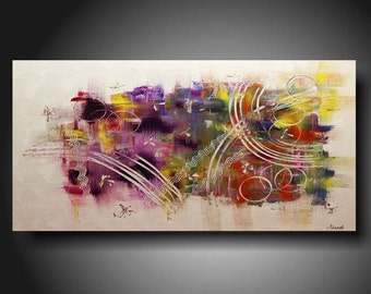 SPECIALE..SALE..Abstract Painting Contemporary Oil painting yellow purple red Landscape painting Acrylic painting Surreal Heavy Texture