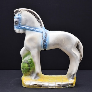 Mid-Century Vintage Chalkware Circus Horse from Toledo Ohio