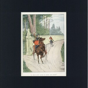 c1920&#39;s Vintage Black Beauty Illustrated Print A Wild Carriage Ride