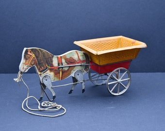 Antique Children's Horse and Cart Pull Toy, c1900