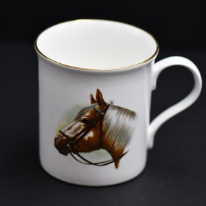 Palomino Horse Collection Vintage Coffee Tea Mug Fine Bone China from Staffordshire England with Gold Gilt Decoration
