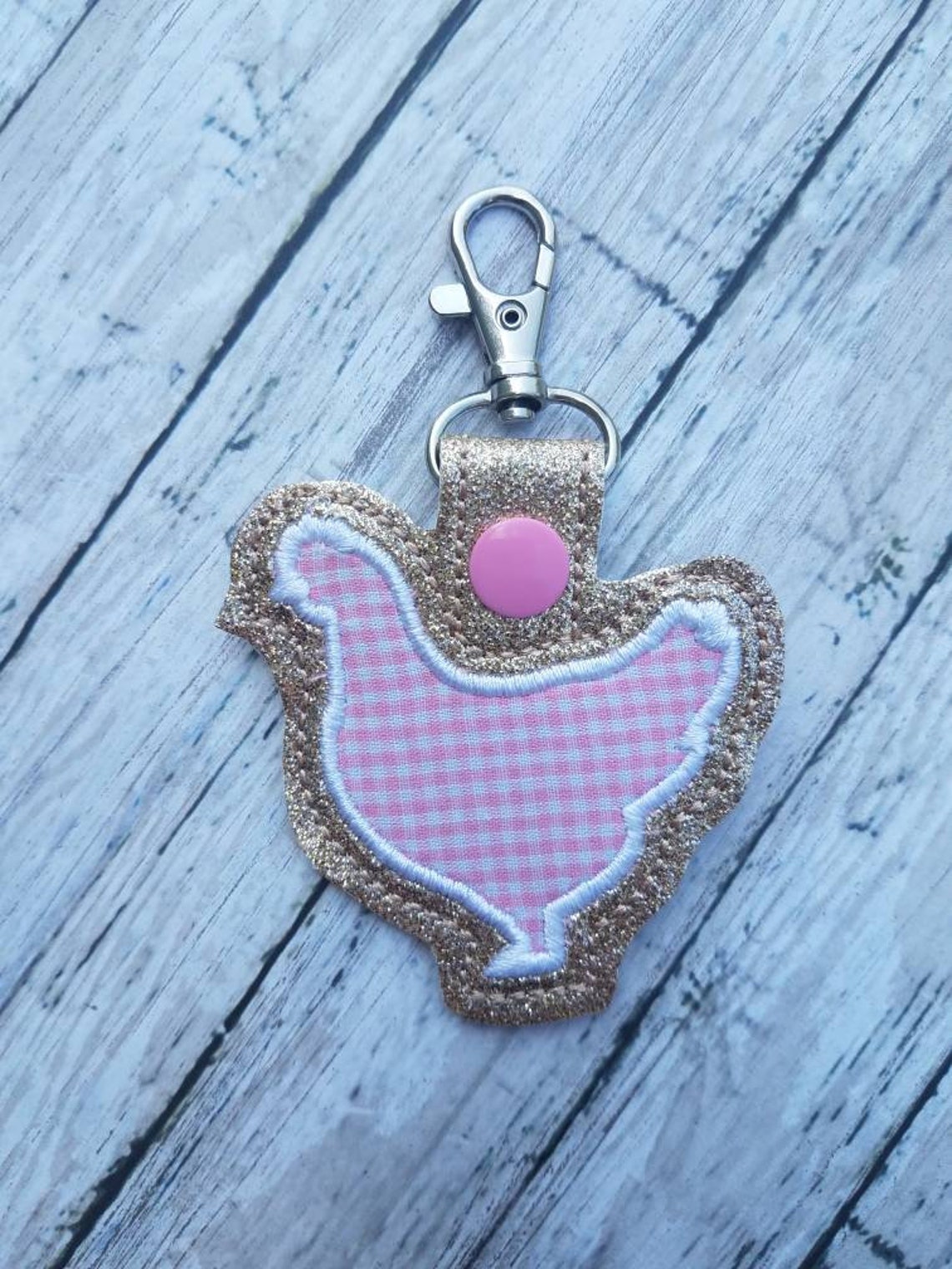 Chicken keychain chicken key fob hen keychain chicken gift Etsy