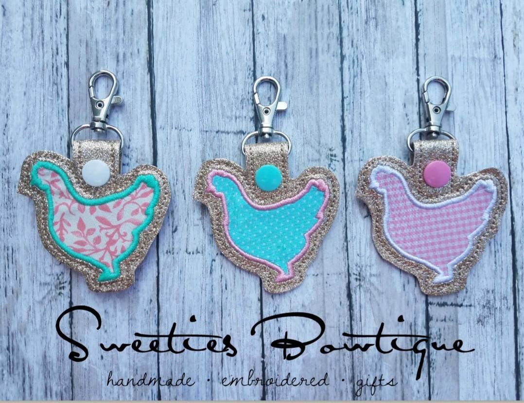 Chicken keychain chicken key fob hen keychain chicken gift Etsy