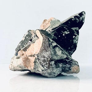 Natural Stone Bookend : Raw Black + Pink Quartz