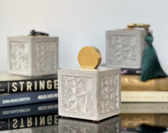 Luxe Concrete Paperweight with Brass Pull