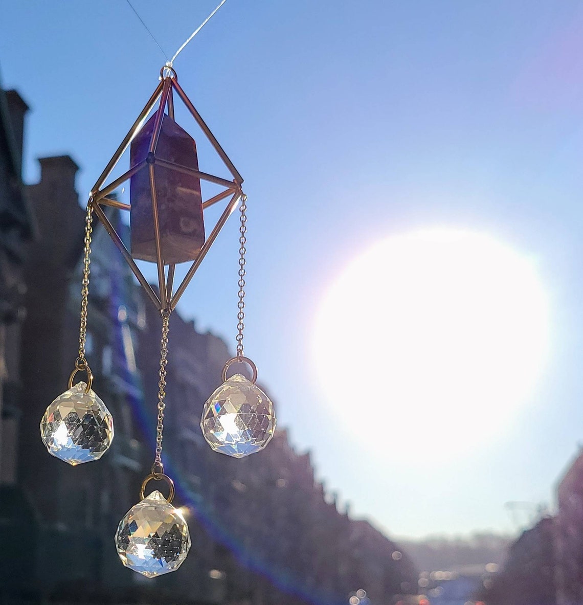 Sun Catcher Geometric Agate Handmade Crystal Chandelier Prisms Etsy