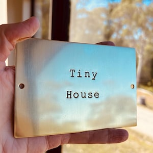 Hand Stamped Brass House Plaque: Personalized Door Sign