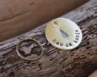 Hand Stamped Pet Tag: Custom Brass, Copper or Aluminum Dog ID Dog Cat personalized