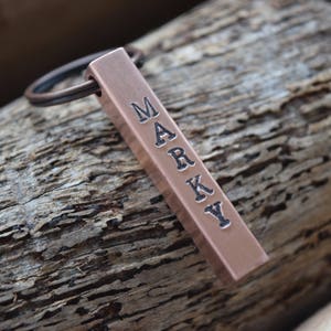 Hand Stamped Personalized Custom Solid Aluminium Bar Pet Tag Dog Tag Copper Brass Aluminum - Custom ID Pet Tag - Writing Stacking Style