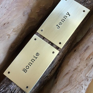 Name Plate Memorial Plaque Hand stamped customised personalised Brass Pet Memorial Dog Cat Home Plate Desk Plate Grave Markers House plaque