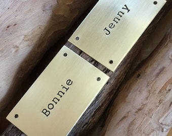 Hand Stamped Brass Name Plate: Custom Pet Memorial Plaque Door Sign