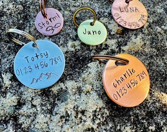 Hand Stamped Custom Pet Tag: Brass, Copper or Aluminum
