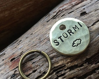 Hand Stamped Hammered Small Pet ID Tag: Copper, Brass, or Aluminum Personalised