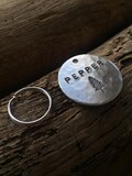 Hand Stamped Personalised Rustic Hammered Custom Brass Copper or Aluminium  Pet Tag - Dog Tag - Design Stamp on Front & Mobile on Back product logo