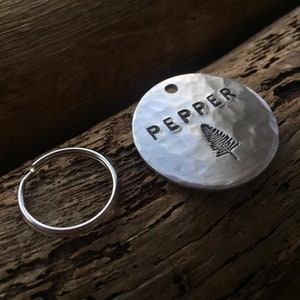 Hand Stamped Pet Tag: Rustic Hammered Brass, Copper or Aluminum, Custom Design personalised personalized