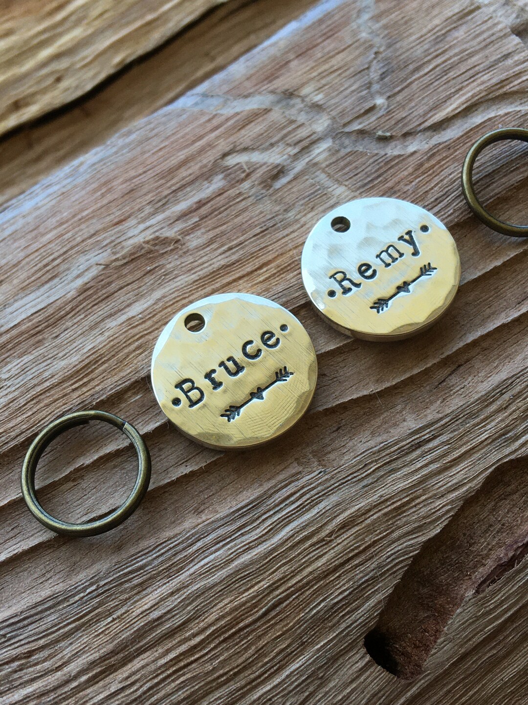Dot Design Hand Stamped Brass Pet ID Tag: Custom Hammered Dog Cat Tag ...